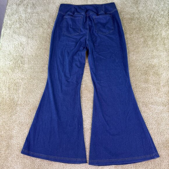 Halara Flex Super Flare Jeans High Waisted Crossover Blue Womens XL Petite E705 - Picture 8 of 14